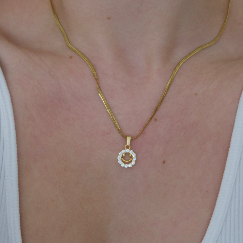 Smiley Necklace (Snake Chain)
